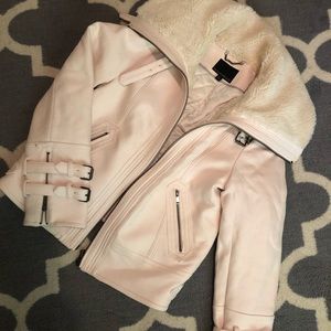 Banana Republic Pale Pink Sherpa Bomber Jacket